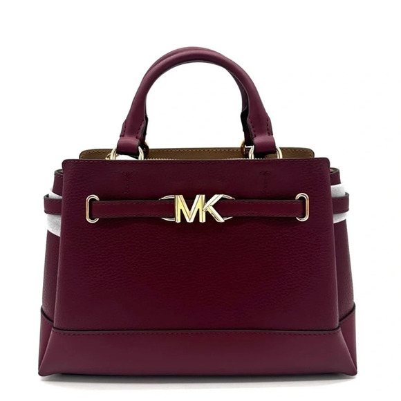 Michael Kors Reed Small Satchel Crossbody Bag Dark Cherry - Picture 1 of 14